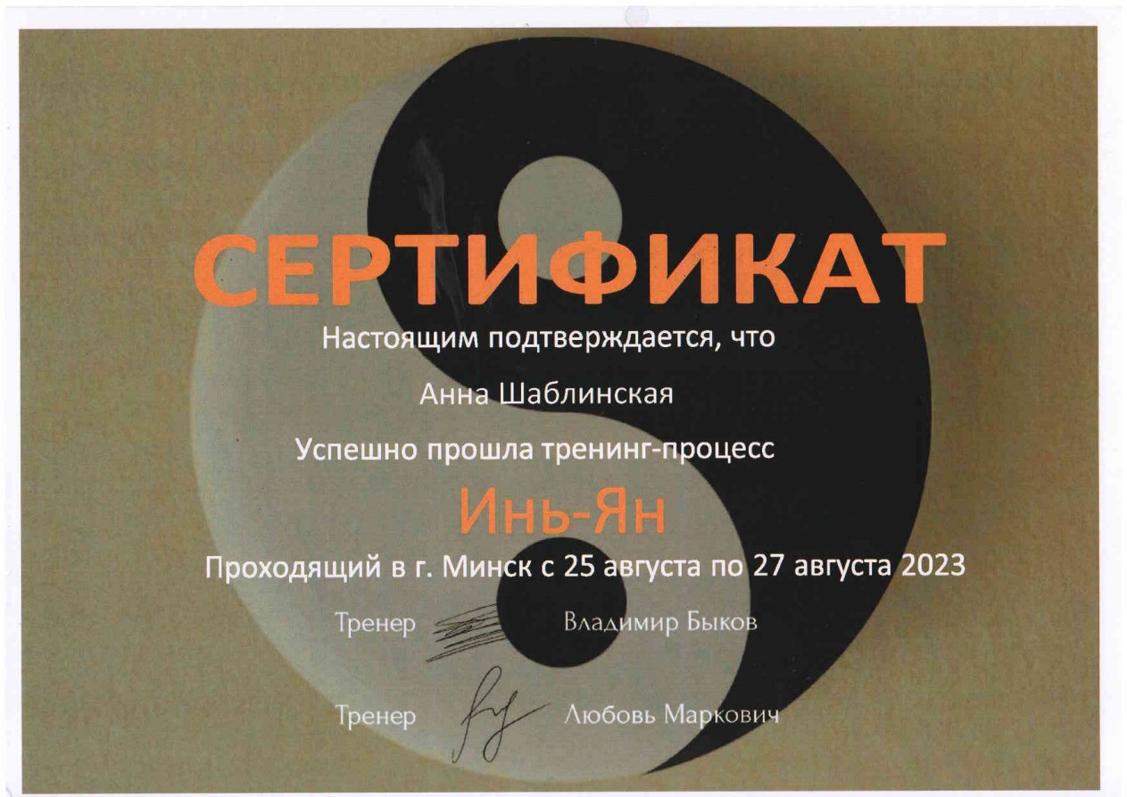 Тренинг-процесс «Инь-Ян»