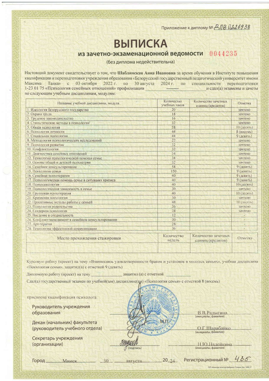 Приложение к диплому